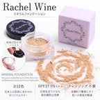 Rachel Wine Mineral Foundation overview: 12 shades, SPF27 PA+++, washes off with cleanser